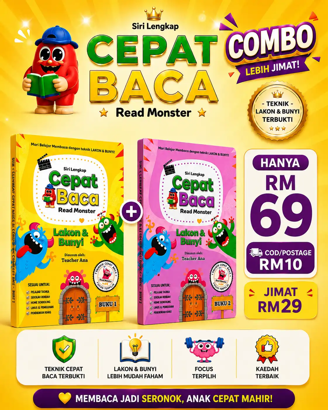 Pakej Combo โ Buku 1 & Buku 2 Cepat Baca